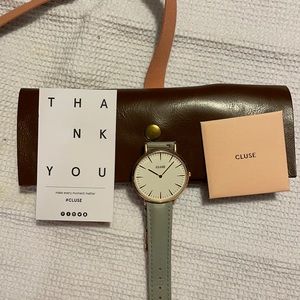 Cluse rose gold & gray leather watch